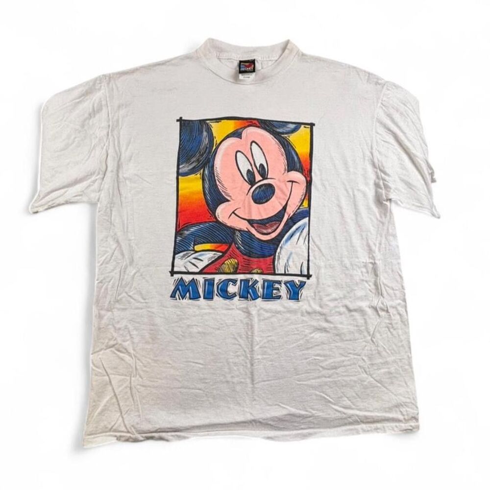 Vintage Mickey Mouse T Shirt XL Disney Graphic Tee White 90s Single Stitch Style